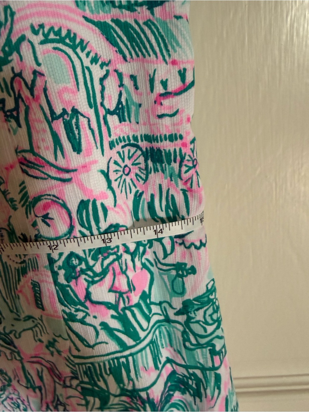 Gorgeous Girls Lilly Pulitzer Pink & Teal Tropical Print & Lace Sleeveless Dress - Picture 5 of 6
